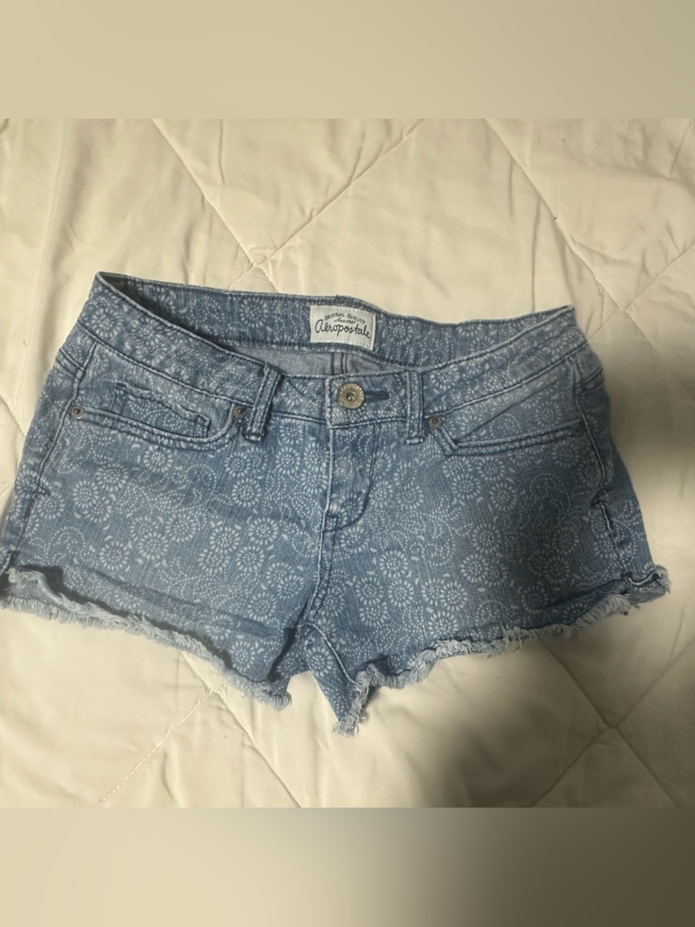 Aeropostale Y2K Blue Patterned Denim Cutoff Shorts